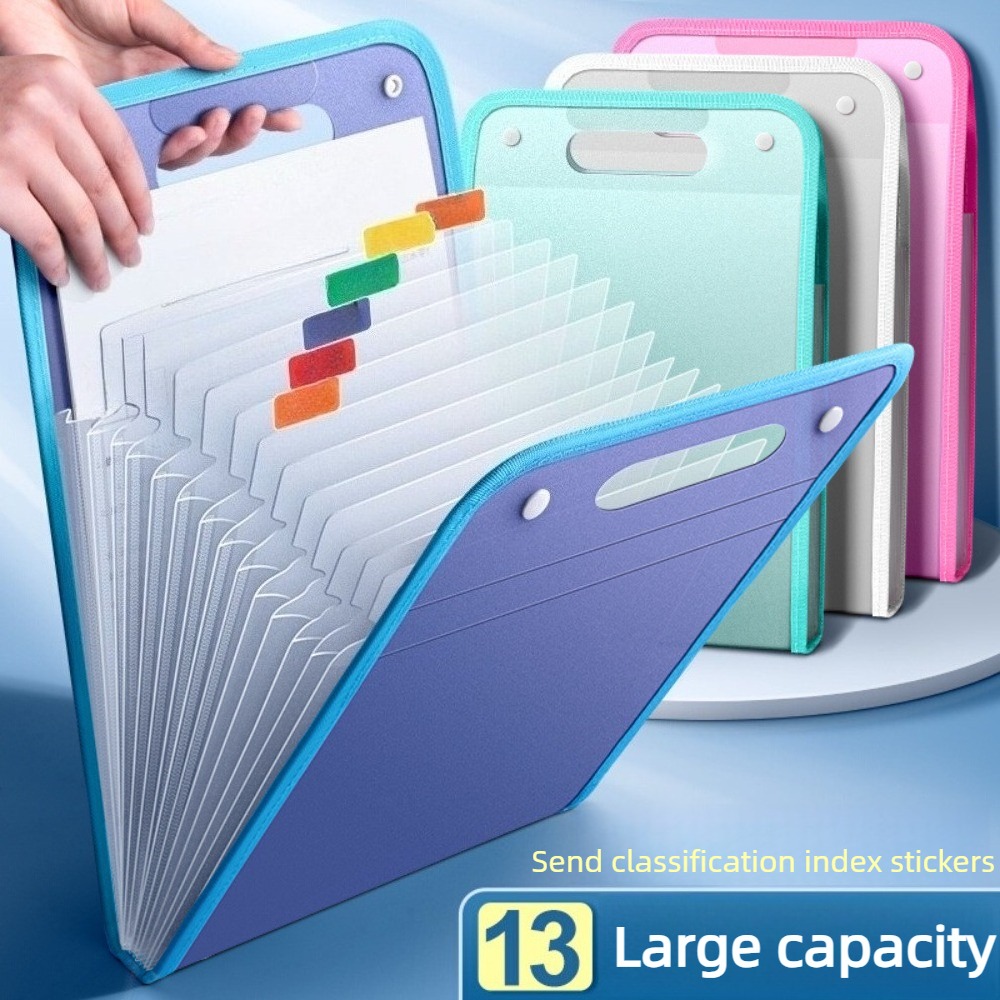 Expandable Accordion File Folder 13 Pockets - Yarı Saydam Akordeon Dosya Klasörü 13