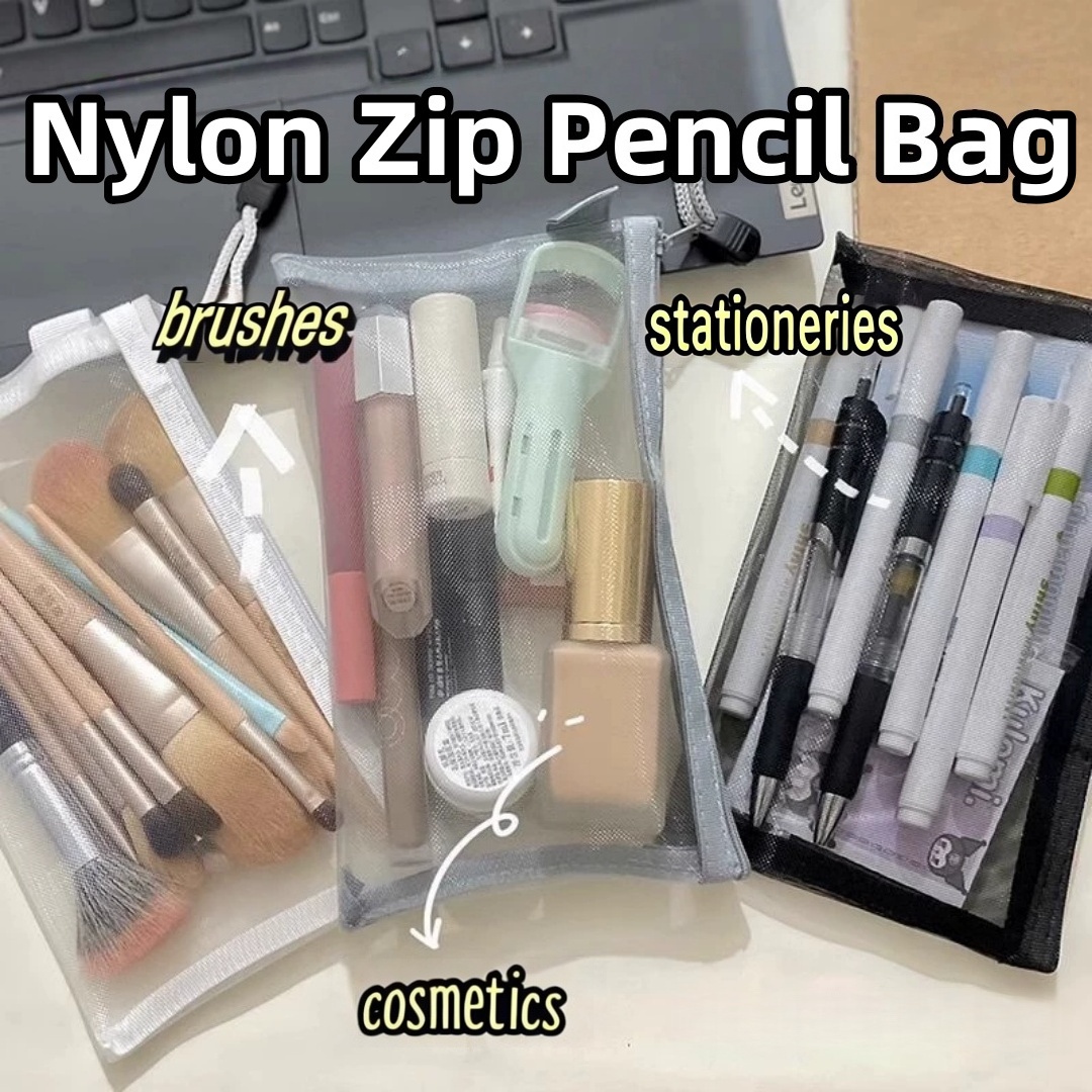 Clear Mesh Pencil Pouch For Exam - Naylon Kalem Saklama Kesesi Hafif Şeffaf