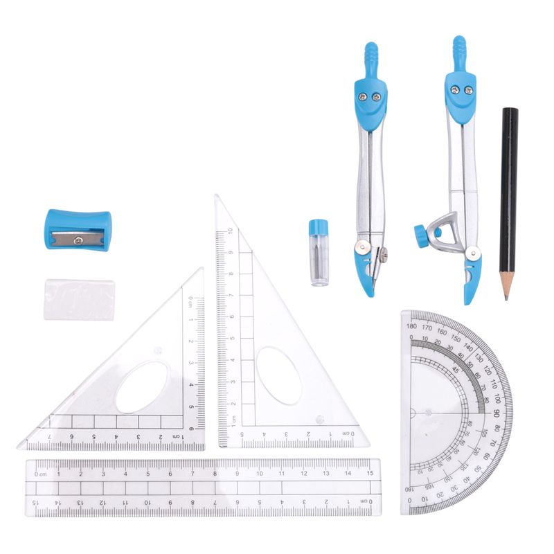 Math Geometry Set With Compass - Üstün Geometri Pergel Seti 10 Parça