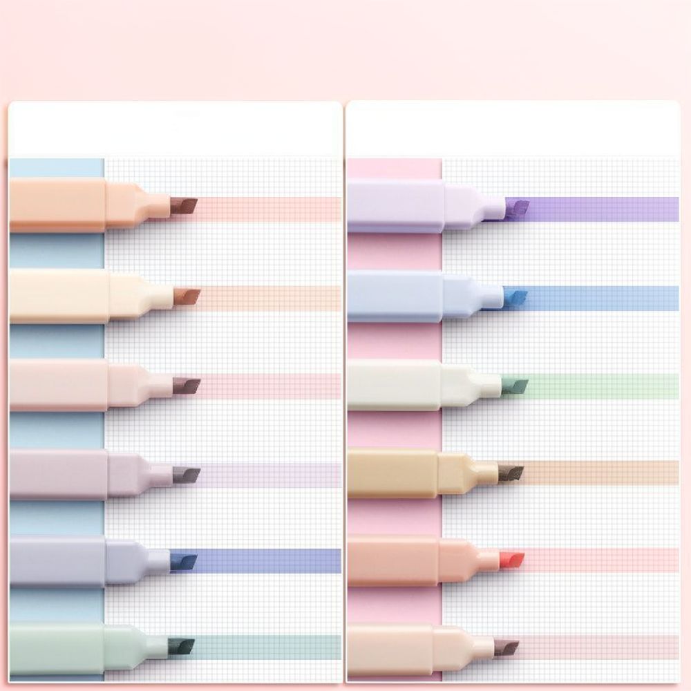 Pastel Highlighter Set Double Ended - Estetik Pastel Renklerdeki Fosforlu Kalem Seti: