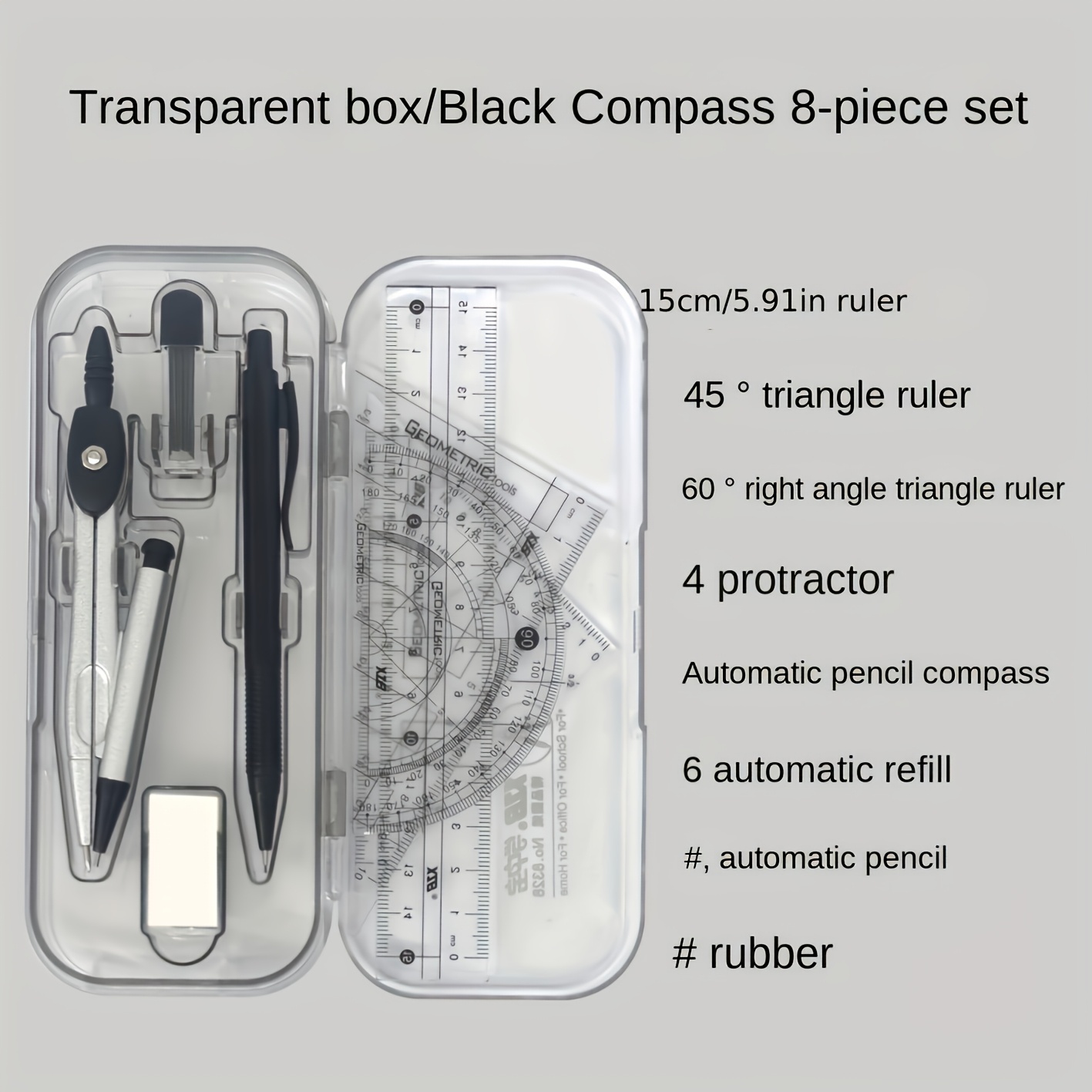Pusula ve Cetvel Seti, Açıölçe - Math Geometry Set With Compass incelemesi ve fiyatı