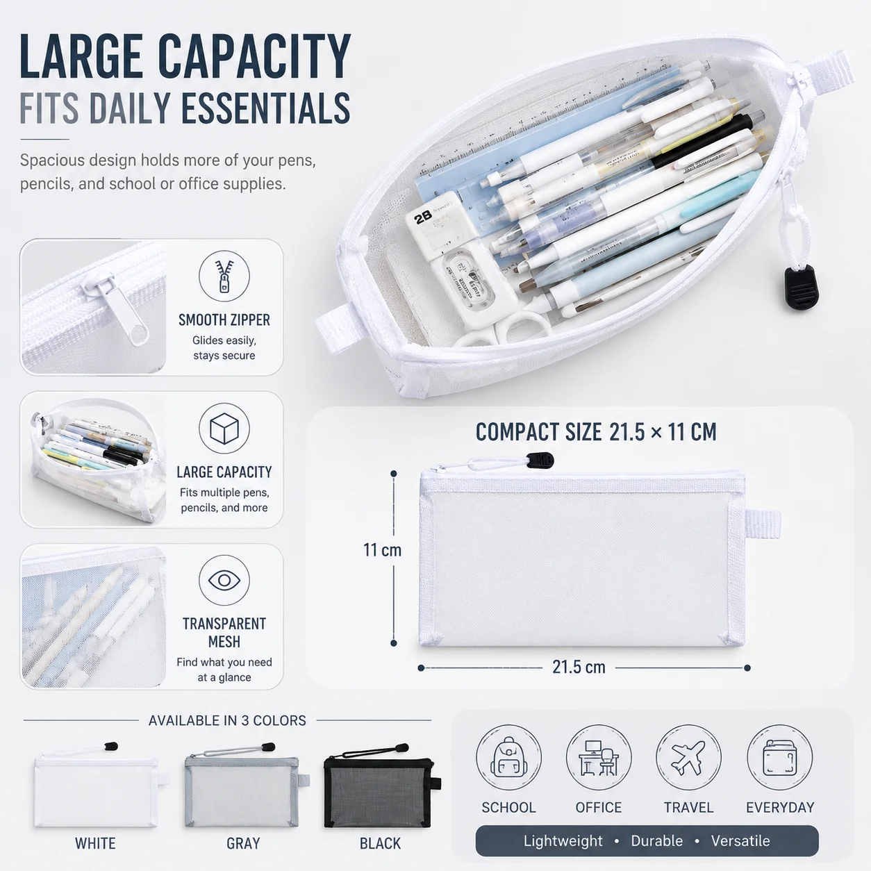 Şeffaf Örgü Kalem Çantası Sına - Clear Mesh Pencil Pouch For Exam incelemesi ve fiyatı